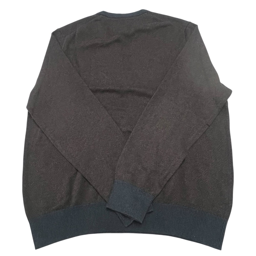 Eddie Bauer Sweater Y2K VTG Men's XL Cashmere Cotton V-Neck Herringbone Gray - Picture 2 of 4